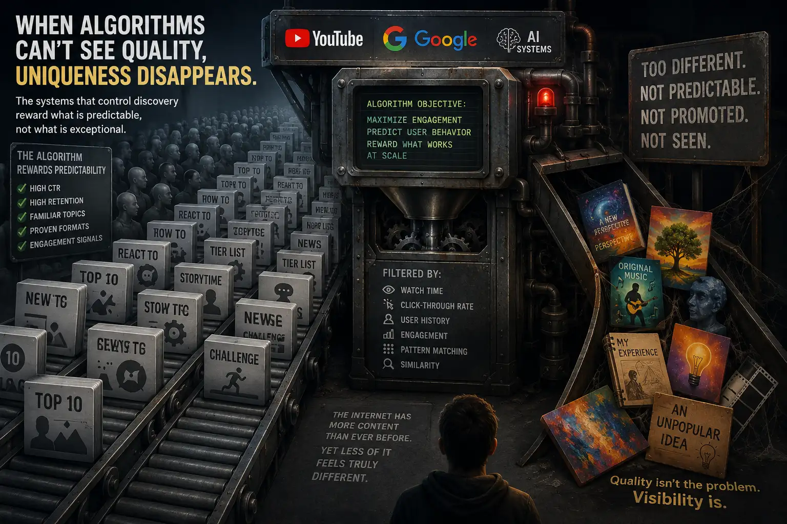 The Disappearance of Uniqueness: When Algorithms Can't See Quality
